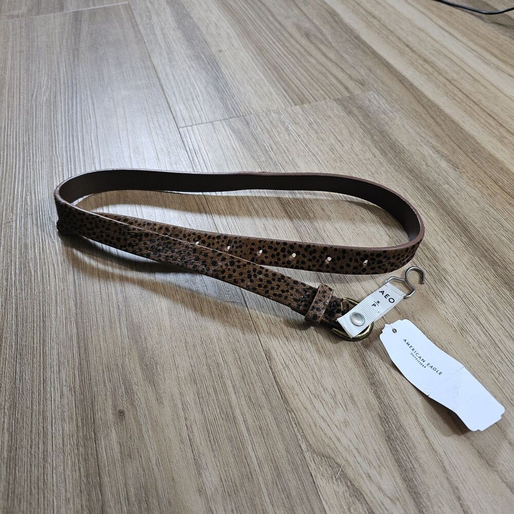 American Eagle Womens Skinny Leopard Print Belt Size Small Brown Speckled
